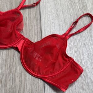 Elegant Red Sheer Bra